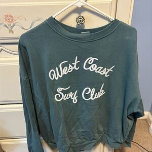 H&M Teal 'West Coast Surf Club' Sweatshirt